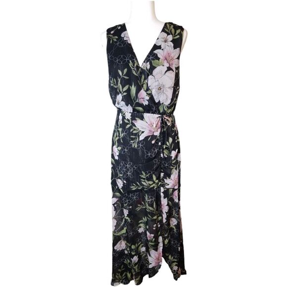 Guess V-neck Sleeveless Floral Chiffon Maxi Size Medium - Picture 9 of 9